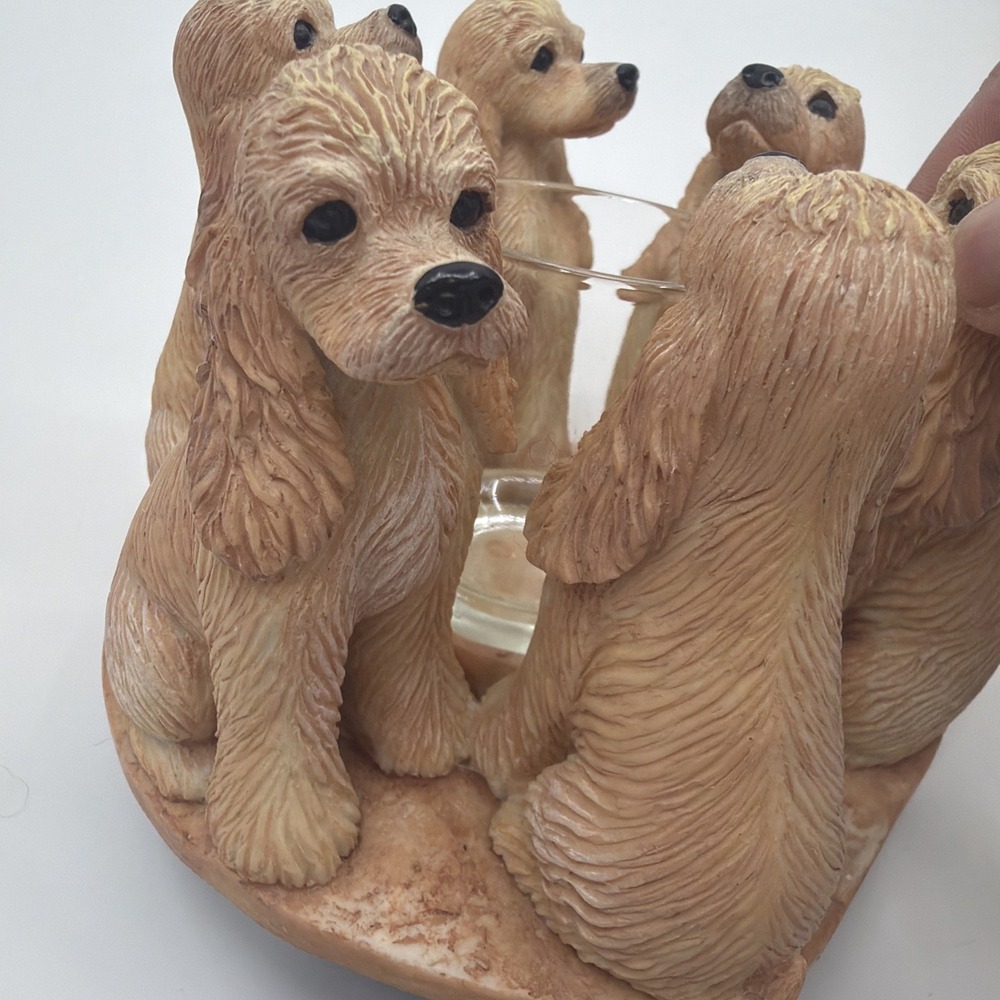 Cocker Spaniel Dogs Circle Votive Candle Holder Ring " True Friends" - Picture 4 of 7